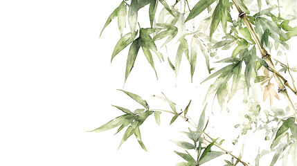 Naklejka premium Watercolor bamboo on a clean white background 