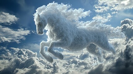 Majestic Power: Stormy Sky Resembles Charging Stallion - Ultra-Detailed Cloud Formation Showing Strength and Grace