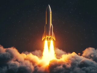 Rocket Launch Representing Start-up Success. AI generated illustration