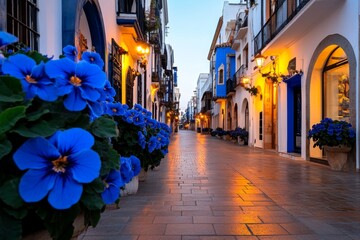 Fototapeta premium Quiet streets illuminated by dawnâ€™s first light, suggesting a universal wake-up call for a city coming to life