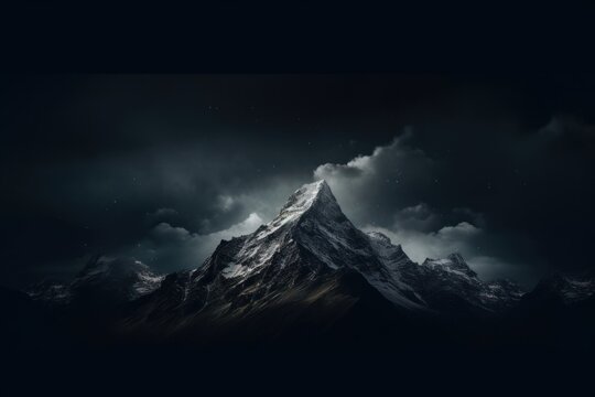 Dark background mountain night sky.