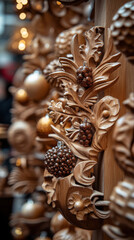 Fototapeta premium Handcrafted wooden decorations for rustic holiday home decor design