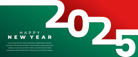 Happy new year 2025 horizontal banner vector design