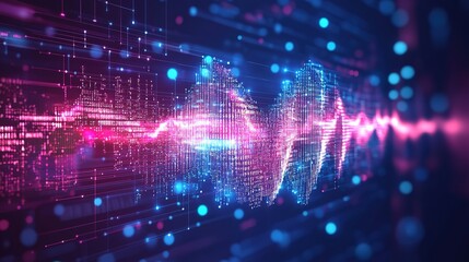 Electronic dental implant and pulse wave glowing between connecting lines. Human organ microchip data circuit code. Medical science of technology futuristic digital innovative health care. Vector HD