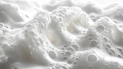 Naklejka premium textured closeup of white soap foam bubbles capturing the softness and cleanliness of the foam against a simple background perfect for illustrating freshness and hygiene