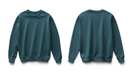 Teal sweatshirt mockup, front and back view.