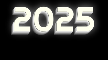 2025 Happy New Year gold logo text design . 3D emboss white text design.