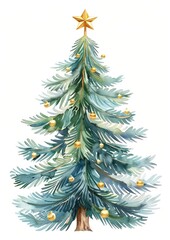 Obraz premium Festive watercolor Christmas tree illustration