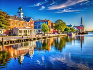 A captivating, AI-crafted image of Edenton's lively waterfront scene.