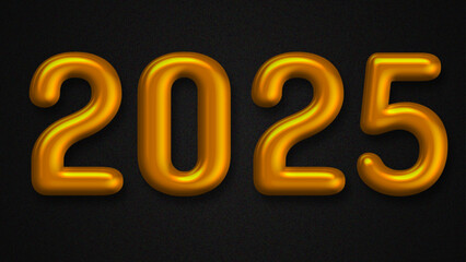 2025 Happy New Year gold logo text design .  3D emboss Golden text design.