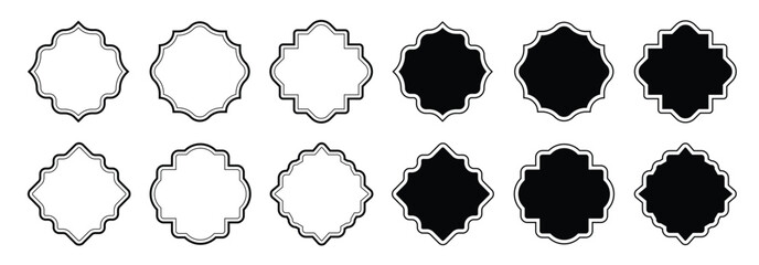 Islamic vector shape of  window or door arch. Muslim mosque silhouette. Arab frame set. Ramadan Kareem silhouette icon. Elegant Islamic frame shape. Vector design Set.	