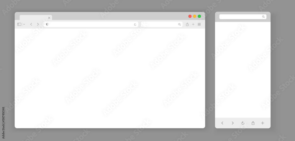 Aufkleber Web browser, internet browser search engine. Search bar for ui ux design and web site. Search address and navigation bar icon. Collection of search form templates for websites