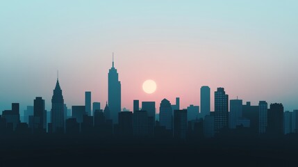 Fototapeta premium Minimalist city skyline silhouette ideal for sleek, modern business ad campaigns.