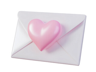 a pink heart on a white envelope