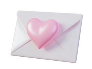 a pink heart on a white envelope