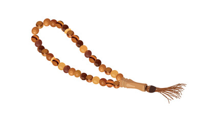 Brown Woden Prayer beads vector illustration. Thirty three tasbih prayer beads. Tool for Muslim dhikr. Illustration of Islamic beads