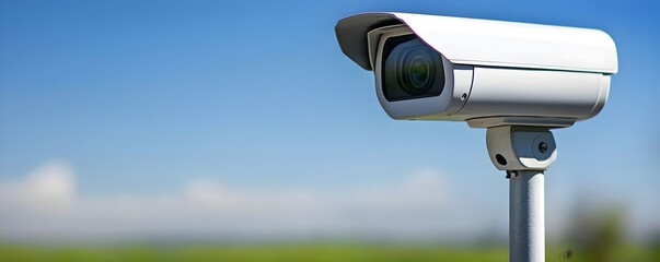 Vintage Fast Car Racing Past Speed Camera on Scenic Countryside Road - Captivating View of Green Fields and Clear Skies