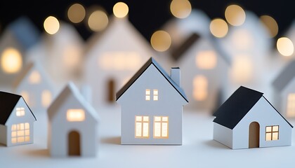 Paper House Illumination with Warm Bokeh Light for Festive Charm : Generative AI