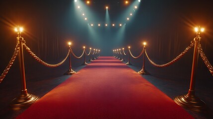 Elegant red carpet setup for a glamorous event. AI generated illustration