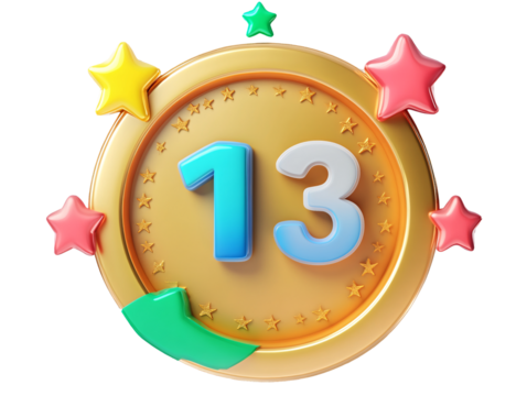 a gold circle with stars and numbers