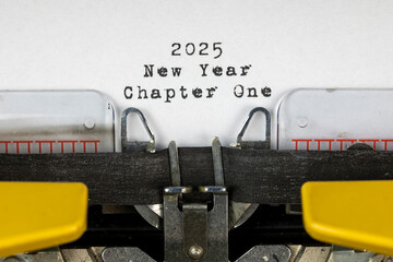 Old typewriter with text 2025 New Year Chapter One	