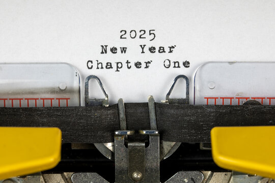 Old typewriter with text 2025 New Year Chapter One	