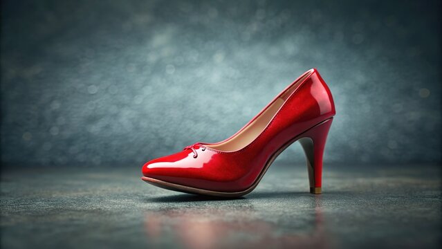 Artistic, photorealistic tilt-shift of a red shoe on grey.