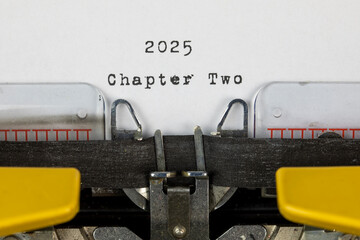 old typewriter with text 2025 chapter two	