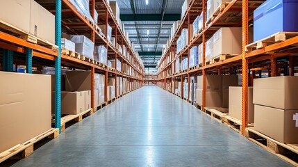 Fototapeta premium Warehouse section dedicated to returns, organized shelves, reverse logistics management