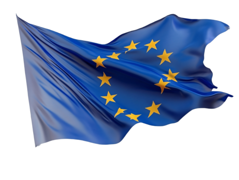 a blue flag with yellow stars