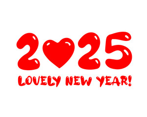 2025 Lovely new year! Heart shape concept expressing love, self love, health, wellness or wellbeing in the upcoming new year.