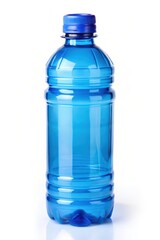 Naklejka premium Blue plastic water bottle white background refreshment drinkware.
