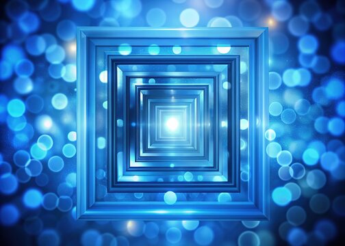Blue Rectangle Bokeh Background AI Photo Render