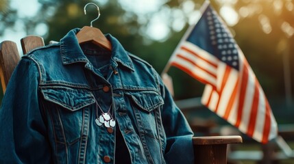 Fototapeta premium Explore the timeless charm of vintage denim jackets and american heritage style