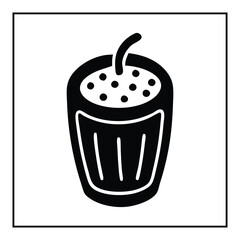 Minimalist Simple and black silhouette Milkshake glass in white background