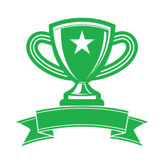 Gold Trophy Cup Icon Vector Illustration - Symbol of Victory, Success, and Achievement for Champion Recognition and Competition