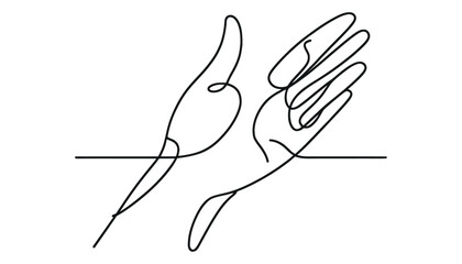 The hand is drawn with one continuous line.