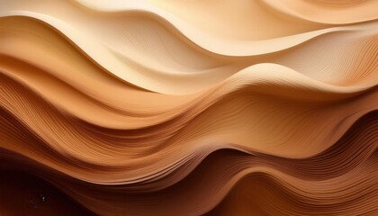 Fototapeta premium Abstract Wavy Layers of Earth Tones. Textured, Fluid Curves in Warm Browns and Beige for Nature Inspired Backgrounds, Minimalist Design Concepts, or Organic Art in Digital and Print Media