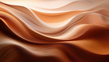 Abstract Wavy Layers of Earth Tones. Textured, Fluid Curves in Warm Browns and Beige for Nature Inspired Backgrounds, Minimalist Design Concepts, or Organic Art in Digital and Print Media