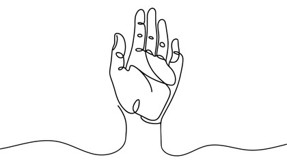 The hand is drawn with one continuous line.