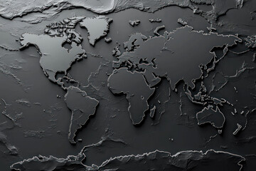 world map on black background