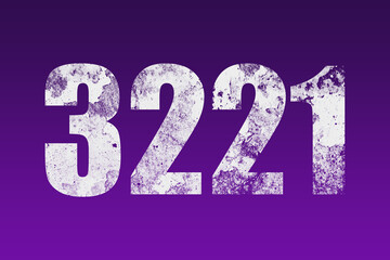 flat white grunge number of 3221 on purple background.