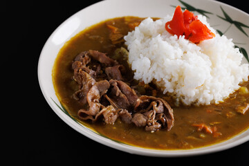 beef curry japanese food japanese food isolate in black background