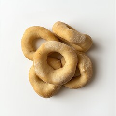 Studio photo of taralli pugliesi on white background