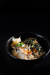 Saba Shioyaki Grill Saba fish japanese food isolate in black background