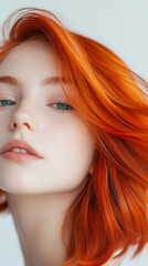 Fototapeta premium Vibrant red hair portrait of a teenage model highlighting youthful beauty