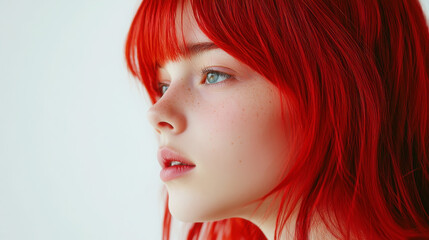 Naklejka premium Vibrant red hair portrait of a teenage model for fashion and beauty editorials