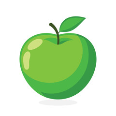 Green apple vector illustration. apple fruit icon. Green apple isolated on white background.