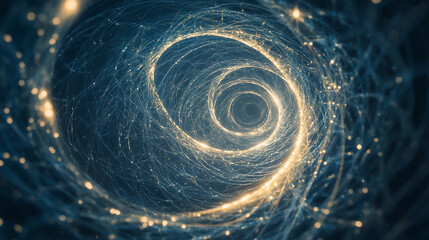 Abstract Digital Illustration of Quantum Physics Network on Blue Background