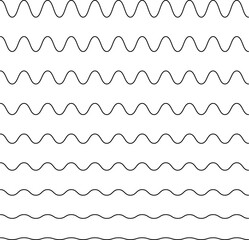 Water wave, sea wave, Wavy line set. Line water waves icon, sign vector. Set of seamless wavy - curvy and zigzag - criss cross horizontal lines. Water logo, symbol or sign vector collection.